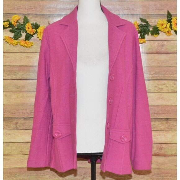 Appleseed's Ladies M Plum Purple 100% Wool Sweater Jacket Button Up Warm Career - Picture 3 of 11